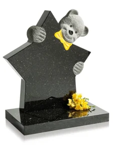 Star and Teddy memorial, shown in star galaxy granite.